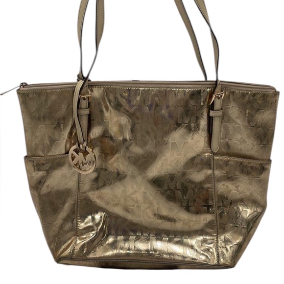 Michael Kors Handbags - 9681 Michael Kors gold zip top tote bag 252549681